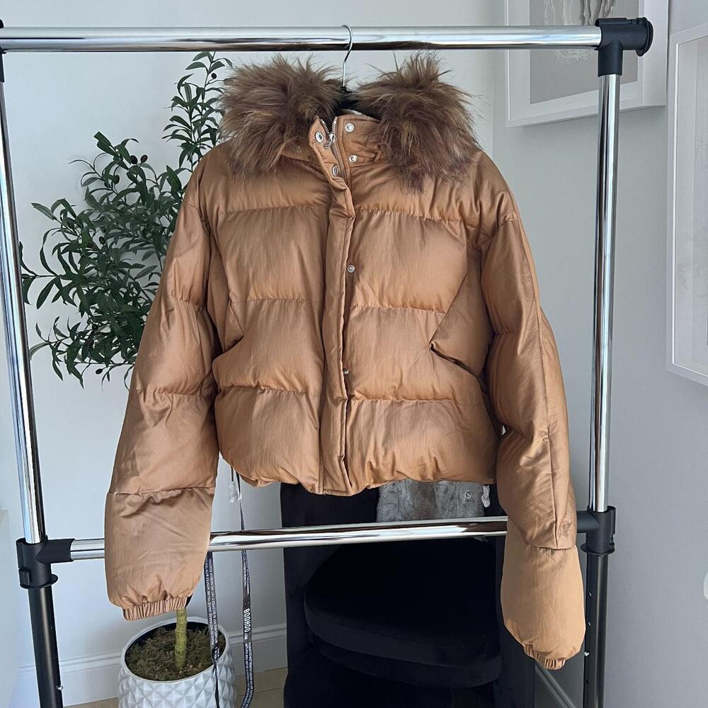 Faux fur lined hoodie puffer